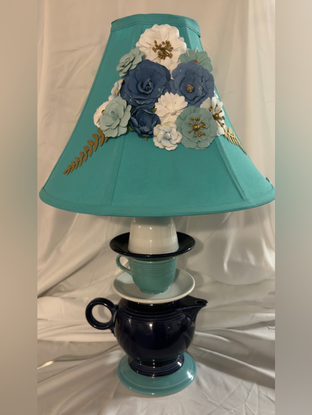 Handmade Fiestaware Teapot  Lamp